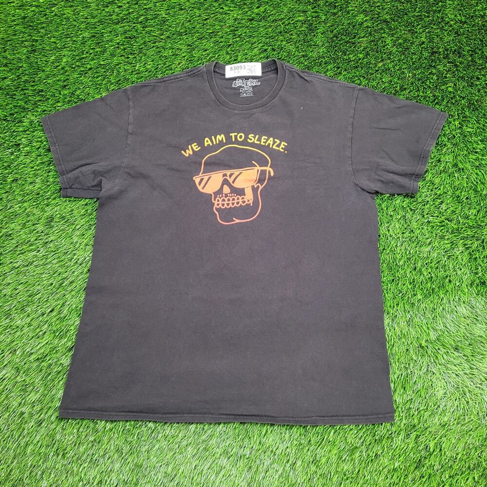 Skull Skeleton Sleaze Rock Shirt Large 21x26 Faded Black